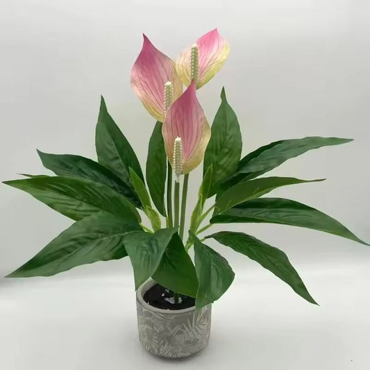 Artificial Green Plants Fake Anthurium Potted Plants Desktop Ornaments Home Decoration Wedding Venue Decoration Fake Flowers